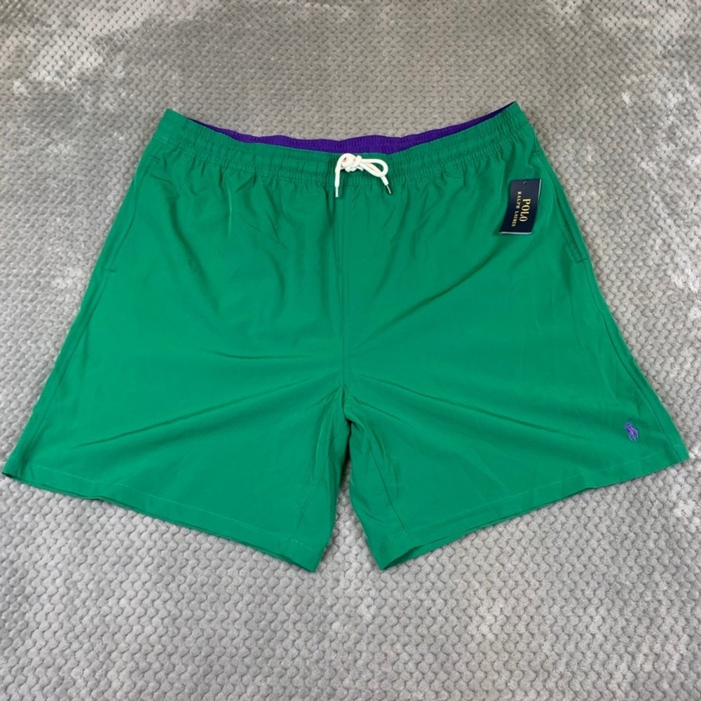 Polo‎ Ralph Lauren Mens Green Purple Swim Trunks Shorts 2XLT 711829851028